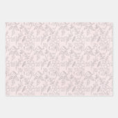 Feuille De Papier Cadeau Fille rose gris floral Pastel (Devant 2)