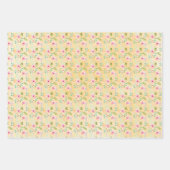 Feuille De Papier Cadeau Fille rose jaune Floral (Devant)