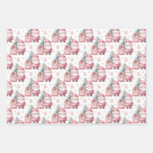 Feuille De Papier Cadeau Fille rose Noël Père Noël présente (Devant)