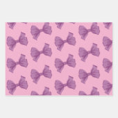 Feuille De Papier Cadeau Fille rose pourpre Bow Anniversaire (Devant)
