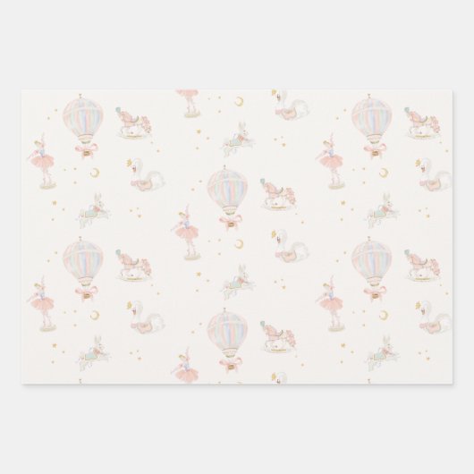 Feuille De Papier Cadeau Fille rose princesse Ballerina fête d'anniversaire (Devant 3)