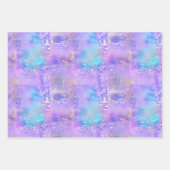 Feuille De Papier Cadeau Fille Rose Violet Aqua Glitzy Sirène Stripes (Devant 3)
