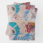 Feuille De Papier Cadeau Fille Rouge Rose Beret Soyez Vrai À Vous Enveloppe (En situation)