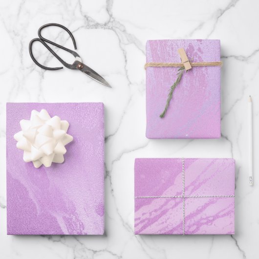 Feuille De Papier Cadeau Fille violet rose Abstrait (Recto)