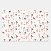 Feuille De Papier Cadeau Filles de sirènes à l'anniversaire rose (Devant)