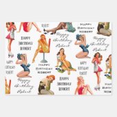 Feuille De Papier Cadeau Filles Retro-Up Personnalisées (Devant)