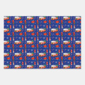 Feuille De Papier Cadeau Firefighter Christmas With Santa and Dalmatian (Devant)