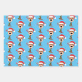 Feuille De Papier Cadeau flacons de vin renne de Noël père Noël (Devant)