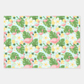 Feuille De Papier Cadeau Flamant rose, Ananas, Monstera Tropical (Devant)