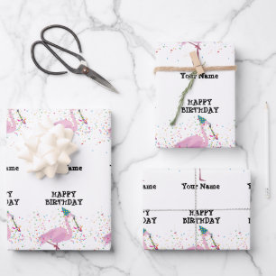 Feuille De Papier Cadeau Flamant rose - Animaux à la fête d'anniversaire