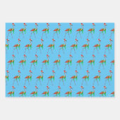 Feuille De Papier Cadeau Flamant rose de Noël sur la plage (Devant 3)