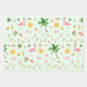 Feuille De Papier Cadeau Flamant rose de Noël tropical Hawaii Beach Père No (Devant 3)