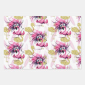 Feuille De Papier Cadeau Flamant rose Funny Design pour la fête (Devant 3)
