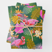 Feuille De Papier Cadeau Flamant rose Garden Vert foncé (En situation)