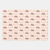 Feuille De Papier Cadeau Flamant rose Mer et voeux Noël (Devant)