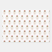 Feuille De Papier Cadeau Flamant rose rose Noël Snowman rose blanc rouge (Devant 2)