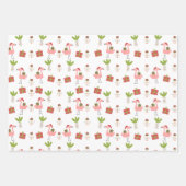 Feuille De Papier Cadeau Flamant rose rose Noël Snowman rose blanc rouge (Devant)