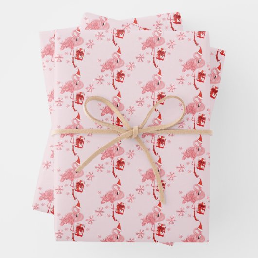 Feuille De Papier Cadeau Flamant rose rose Noël vacances Whimsical (En situation)
