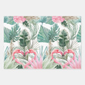 Feuille De Papier Cadeau Flamant rose rose tropical Mariage (Devant)
