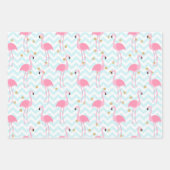 Feuille De Papier Cadeau Flamant rose rose Tropical Motif rayé (Devant 3)