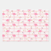 Feuille De Papier Cadeau Flamant rose rose Tropical Motif rayé (Devant)