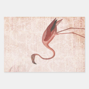 Feuille De Papier Cadeau Flamant rose rose Vintage