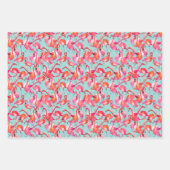 Feuille De Papier Cadeau Flamants roses aquarelle rassemblés (Devant 3)