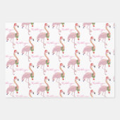 Feuille De Papier Cadeau Flamants roses de Noël personnalisés (Devant)