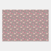 Feuille De Papier Cadeau Flamants roses rétro (Devant 3)