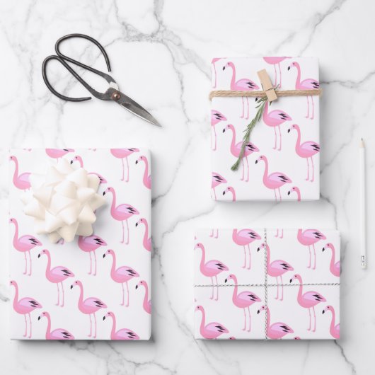 Feuille De Papier Cadeau Flamants roses roses (Recto)