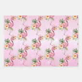 Feuille De Papier Cadeau Flamants roses roses Fleurs exotiques (Devant 2)