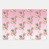 Feuille De Papier Cadeau Flamants roses roses Fleurs exotiques (Devant)
