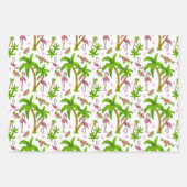 Feuille De Papier Cadeau Flamants roses tropicaux et fleurs (Devant)