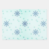 Feuille De Papier Cadeau Flambeaux de Noël d'hiver Neige bleu jaune neige (Devant)