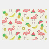 Feuille De Papier Cadeau Flamingo avec pastèque et ananas (Devant 2)