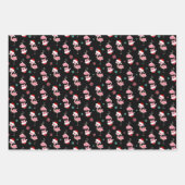 Feuille De Papier Cadeau Flamingo de Noël en noir (Devant 3)