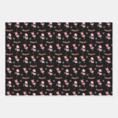 Feuille De Papier Cadeau Flamingo de Noël en noir (Devant 2)