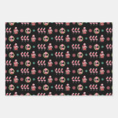 Feuille De Papier Cadeau Flamingo de Noël en noir (Devant)