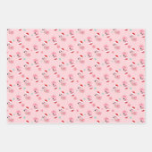 Feuille De Papier Cadeau Flamingo de Noël sur rose (Devant 3)