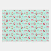 Feuille De Papier Cadeau Flamingo de Noël sur vert (Devant)