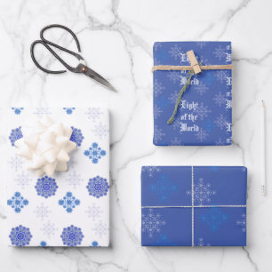 Feuille De Papier Cadeau Flamme de neige du monde Christian Blue