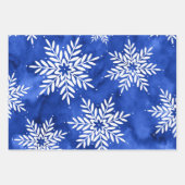 Feuille De Papier Cadeau Flammes de neige Abstraites Indigo Blue (Devant)