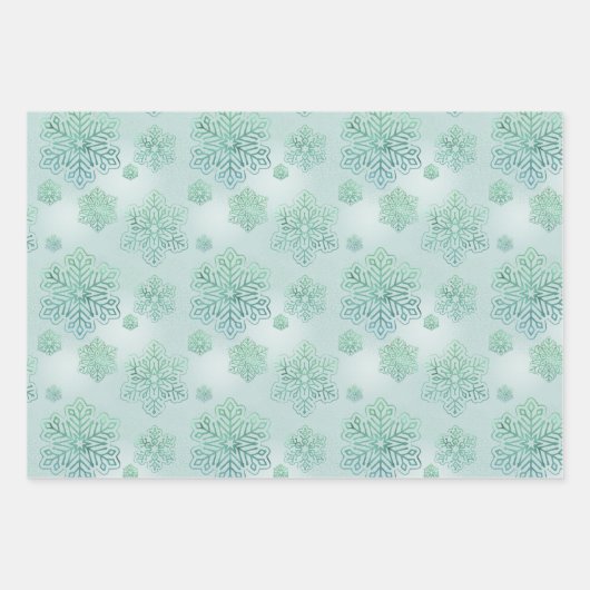 Feuille De Papier Cadeau Flammes de neige brillantes Iridescente bleu, viol (Devant 3)