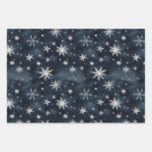 Feuille De Papier Cadeau Flammes de neige de Noël Ciel bleu (Devant 3)