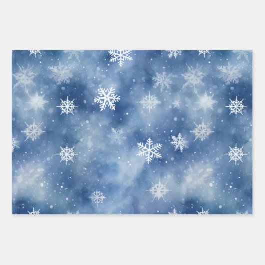 Feuille De Papier Cadeau Flammes de neige de Noël Ciel bleu (Devant 2)