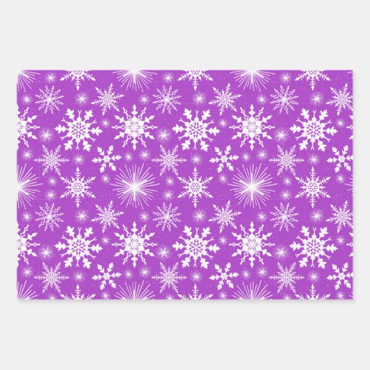 Feuille De Papier Cadeau Flammes De Neige De Noël Rose Et Violet (Devant 2)