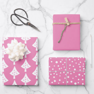 Feuille De Papier Cadeau Flammes de neige et voeux Noël des arbres blancs r