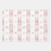 Feuille De Papier Cadeau Flammes de neige roses Jolies ornements Noël (Devant)