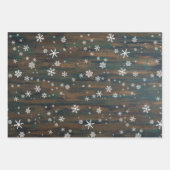 Feuille De Papier Cadeau Flammes de Noël Rustique Bois Rouge (Devant)