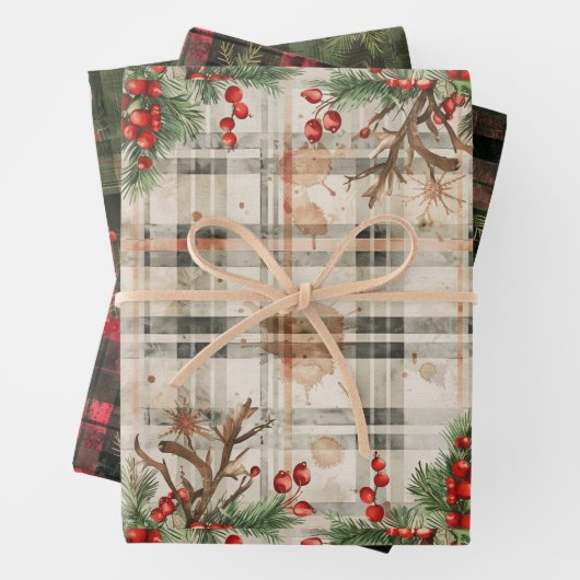 Feuille De Papier Cadeau Flannel Plaid cadeau de vacances hiver (En situation)